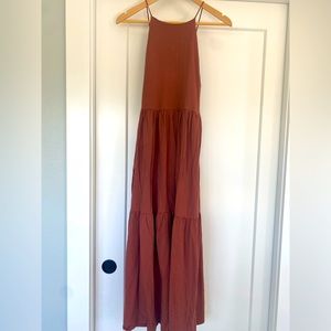 Zara Rust Halter Maxi Dress. Size S.